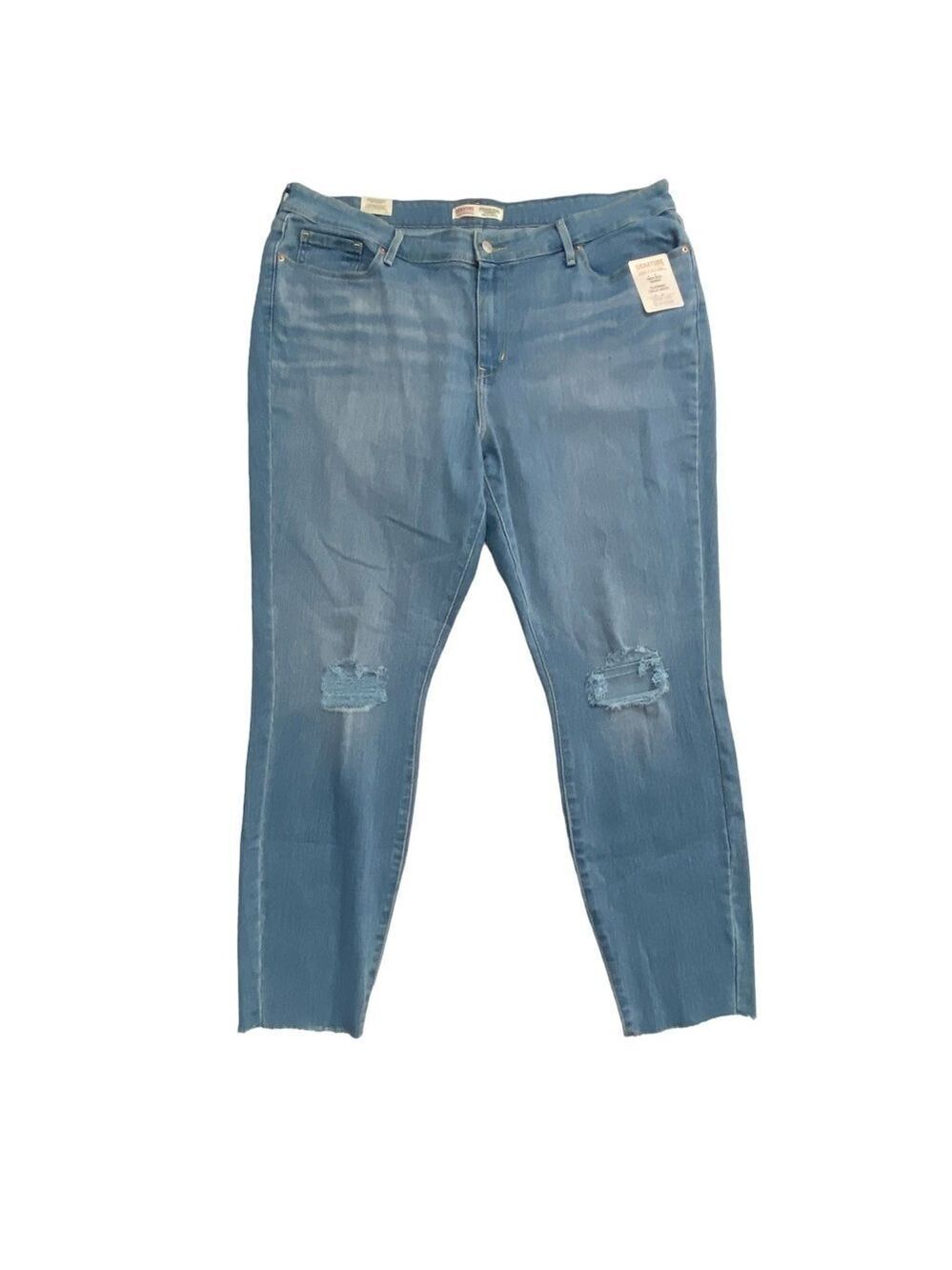 Levis Signature high rise skinny light wash blue ripped knees super stretch 20W